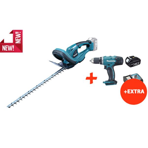 

Аккумуляторный кусторез Makita DUH523Z+аккумуляторная дрель-шуруповерт Makita DDF453RFX7 (DUH523RFX7)
