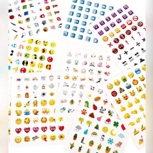 

Наклейки стикеры Смайлики Emoji самоклеющиеся 19 шт. 107х140 мм