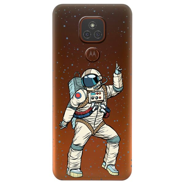 

Прозрачный силиконовый чехол iSwag для Motorola Moto E7 Plus с рисунком - Веселый космонавт (KS6477)