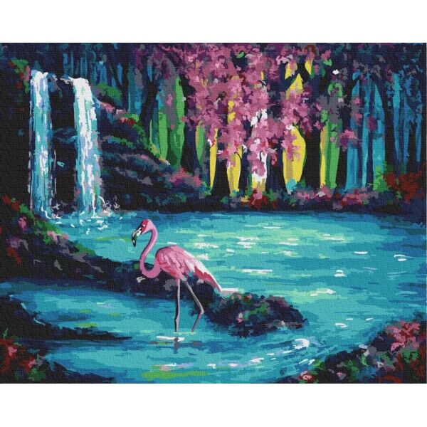 

Картина по номерам. Rainbow Art Фламинго у водопада GX30193-RA