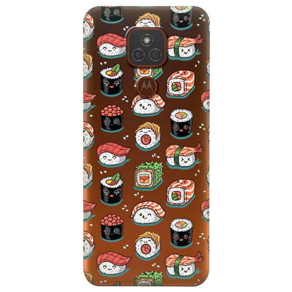 

Прозрачный силиконовый чехол iSwag для Motorola Moto E7 Plus с рисунком - Смешные суши (KS6487)