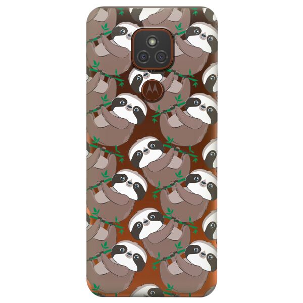 

Прозрачный силиконовый чехол iSwag для Motorola Moto E7 Plus с рисунком - Удивленные ленивцы (KS6497)