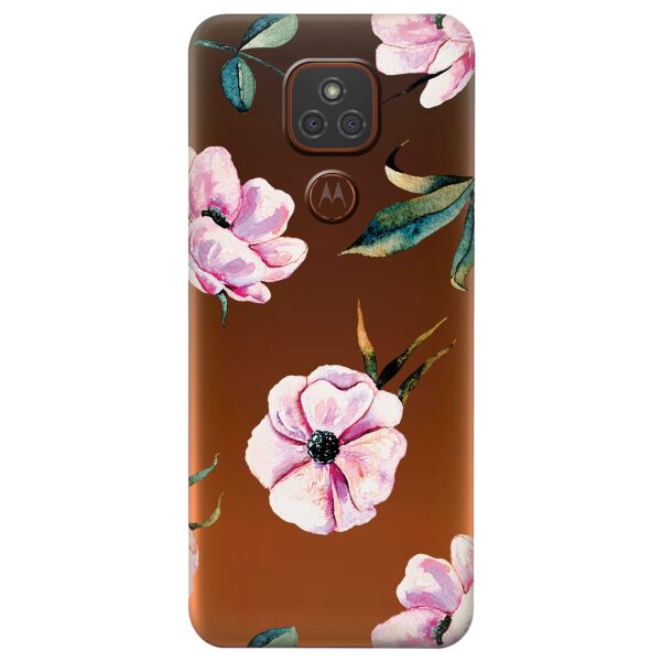 

Прозрачный силиконовый чехол iSwag для Motorola Moto G9 Play с рисунком - Пионы (KS6583)