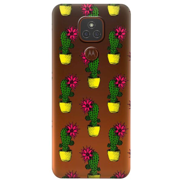 

Прозрачный силиконовый чехол iSwag для Motorola Moto G9 Play с рисунком - Кактусы (KS6603)
