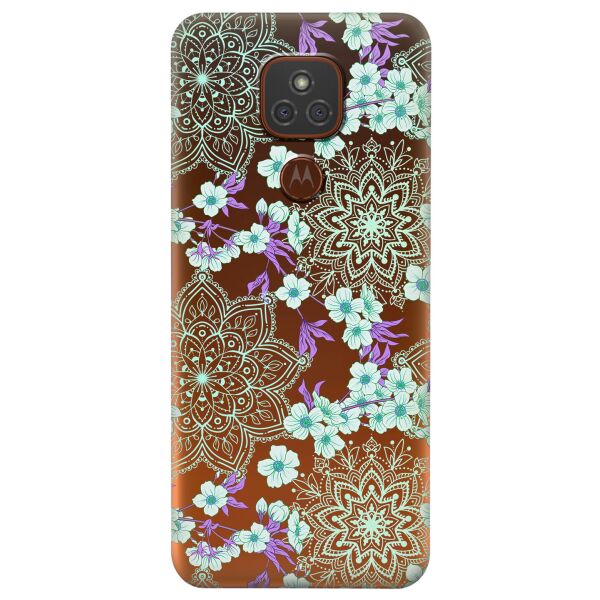 

Прозрачный силиконовый чехол iSwag для Motorola Moto G9 Play с рисунком - Цветочная мандала (KS6612)