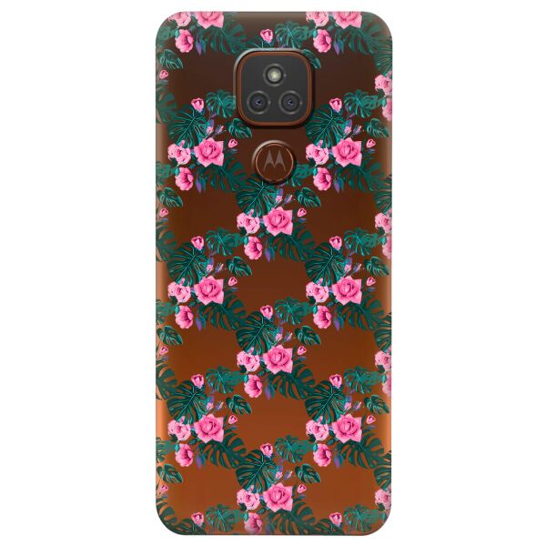

Прозрачный силиконовый чехол iSwag для Motorola Moto G9 Play с рисунком - Цветочная лиана (KS6618)