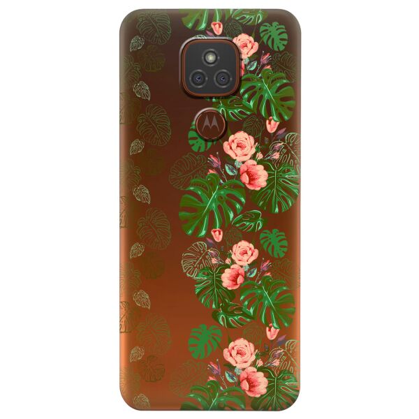 

Прозрачный силиконовый чехол iSwag для Motorola Moto G9 Play с рисунком - Тропические листья (KS6619)