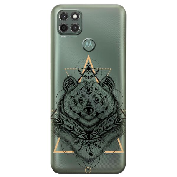 

Прозрачный силиконовый чехол iSwag для Motorola Moto G9 Power с рисунком - Медведь индеец (KS8959)