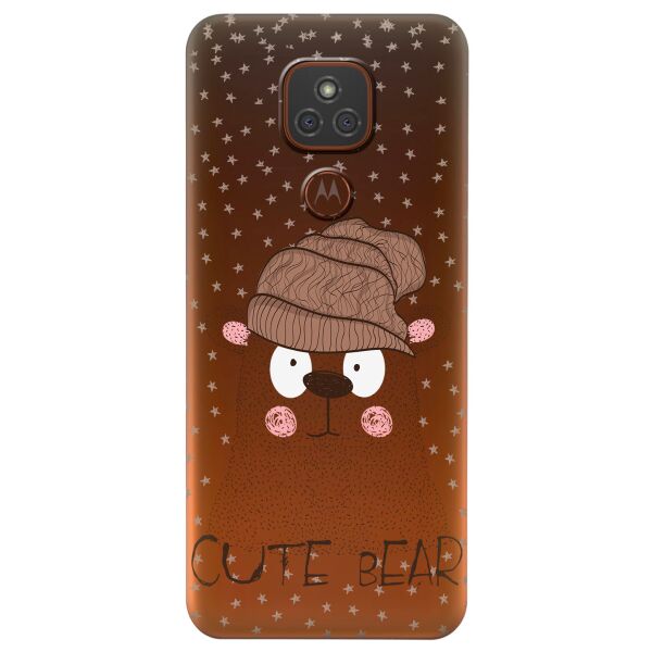 

Прозрачный силиконовый чехол iSwag для Motorola Moto G9 с рисунком - Медведь (KS6509)