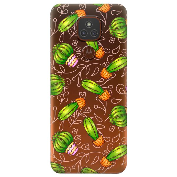 

Прозрачный силиконовый чехол iSwag для Motorola Moto G9 с рисунком - Арт кактусы (KS6549)