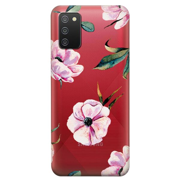 

Прозрачный силиконовый чехол iSwag для Samsung Galaxy A02s с рисунком - Пионы (KS9133)