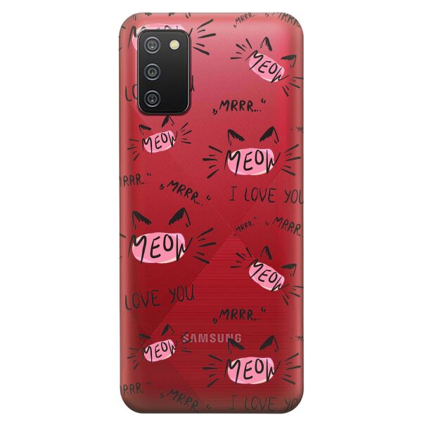 

Прозрачный силиконовый чехол iSwag для Samsung Galaxy A02s с рисунком - Кошачьи мордочки (KS9136)