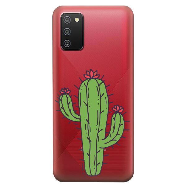 

Прозрачный силиконовый чехол iSwag для Samsung Galaxy A02s с рисунком - Тропический кактус (KS9146)
