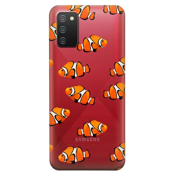 

Прозрачный силиконовый чехол iSwag для Samsung Galaxy A02s с рисунком - Рыбки (KS9166)