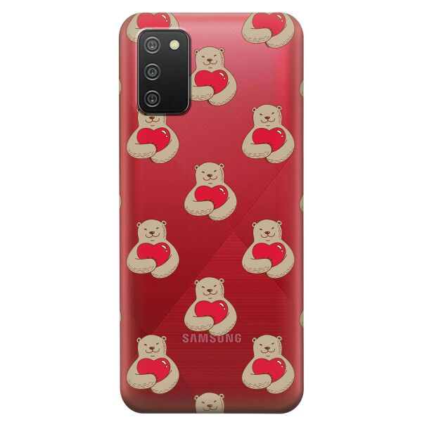 

Прозрачный силиконовый чехол iSwag для Samsung Galaxy A02s с рисунком - Влюбленные медведи (KS9173)