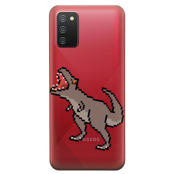 

Прозрачный силиконовый чехол iSwag для Samsung Galaxy A02s с рисунком - Пиксельный динозавр (KS9175)