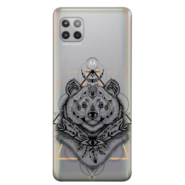 

Прозрачный силиконовый чехол iSwag для Motorola Moto G 5G с рисунком - Медведь индеец (KS9034)