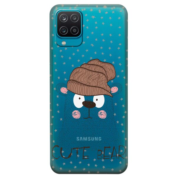 

Прозрачный силиконовый чехол iSwag для Samsung Galaxy A12 с рисунком - Медведь (KS9059)