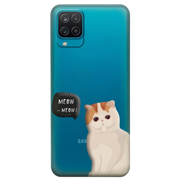 

Прозрачный силиконовый чехол iSwag для Samsung Galaxy A12 с рисунком - Котенок (KS9092)