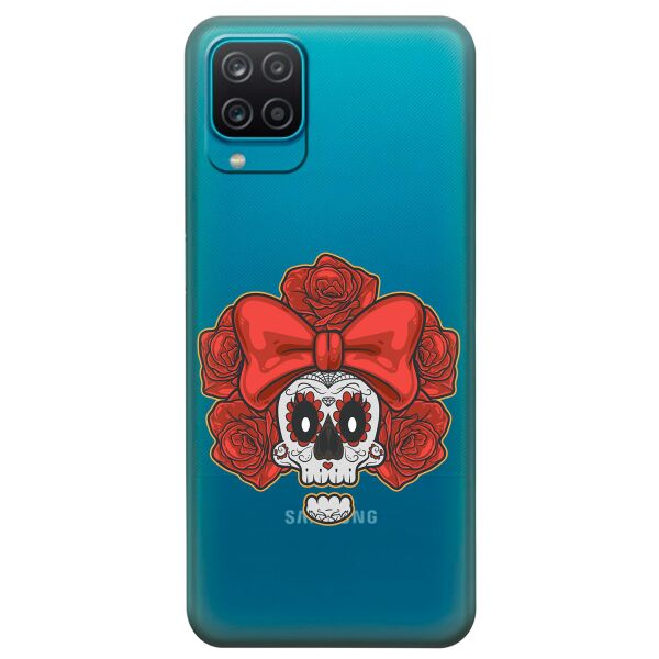 

Прозрачный силиконовый чехол iSwag для Samsung Galaxy A12 с рисунком - Готический череп (KS9104)
