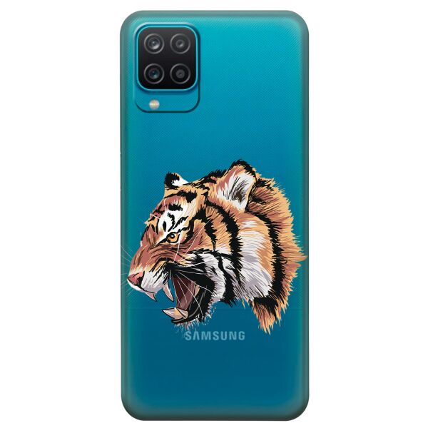 

Прозрачный силиконовый чехол iSwag для Samsung Galaxy A12 с рисунком - Тигр (KS9113)