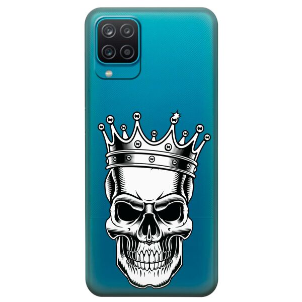 

Прозрачный силиконовый чехол iSwag для Samsung Galaxy A12 с рисунком - Царский череп (KS9115)