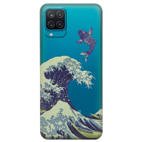 

Прозрачный силиконовый чехол iSwag для Samsung Galaxy A12 с рисунком - Большая волна в Канагаве (KS9125)
