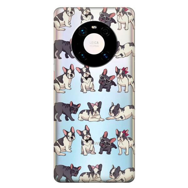 

Прозрачный силиконовый чехол iSwag для Huawei Mate 40 Pro с рисунком - Маленькие бульдоги (KS9333)