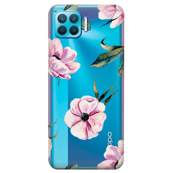 

Прозрачный силиконовый чехол iSwag для OPPO Reno 4 Lite с рисунком - Пионы (KS8758)