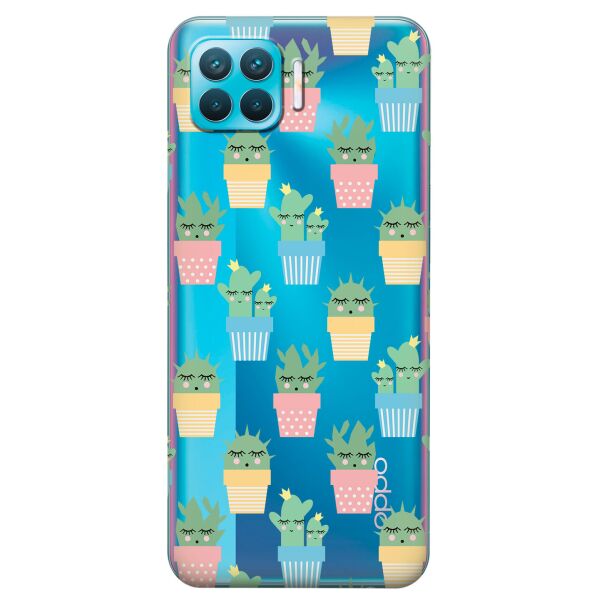 

Прозрачный силиконовый чехол iSwag для OPPO Reno 4 Lite с рисунком - Кактусы в горшочках (KS8775)