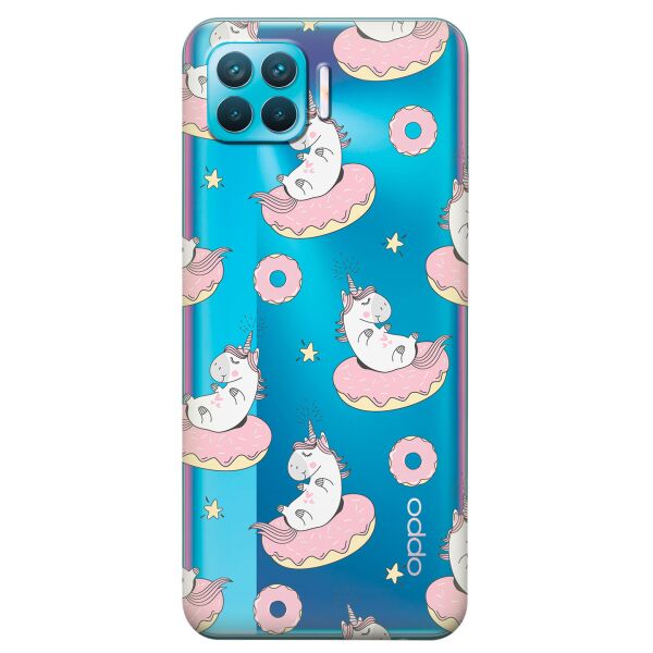 

Прозрачный силиконовый чехол iSwag для OPPO Reno 4 Lite с рисунком - Единороги на пончиках (KS8786)