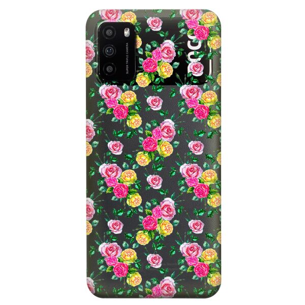 

Прозрачный силиконовый чехол iSwag для Xiaomi Poco M3 с рисунком - Розы (KS8151)