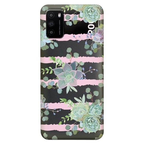 

Прозрачный силиконовый чехол iSwag для Xiaomi Poco M3 с рисунком - Суккуленты (KS8166)
