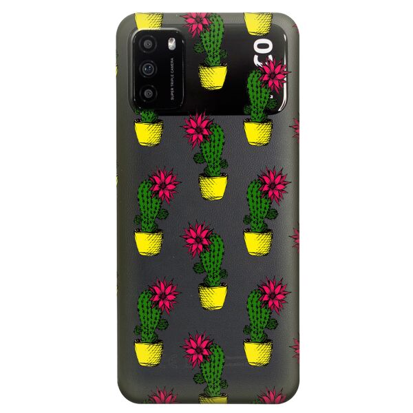 

Прозрачный силиконовый чехол iSwag для Xiaomi Poco M3 с рисунком - Кактусы (KS8178)