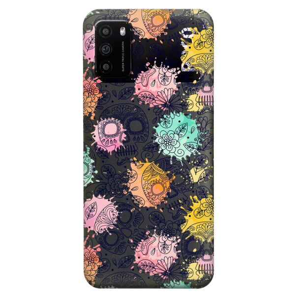 

Прозрачный силиконовый чехол iSwag для Xiaomi Poco M3 с рисунком - Красочные черепа (KS8196)