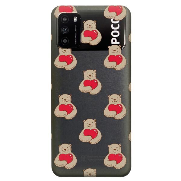 

Прозрачный силиконовый чехол iSwag для Xiaomi Poco M3 с рисунком - Влюбленные медведи (KS8198)