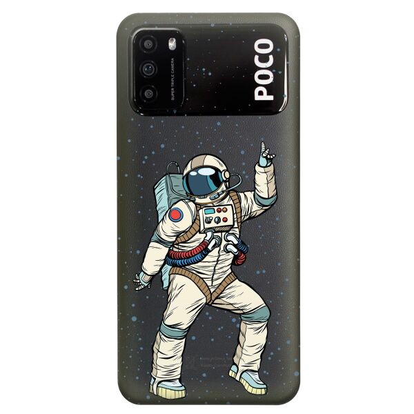

Прозрачный силиконовый чехол iSwag для Xiaomi Poco M3 с рисунком - Веселый космонавт (KS8202)