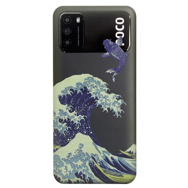 

Прозрачный силиконовый чехол iSwag для Xiaomi Poco M3 с рисунком - Большая волна в Канагаве (KS8225)