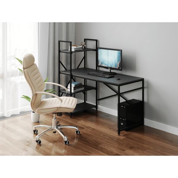 

Компьютерный стол Rimos 1400х750х600 мм Apolon черный ЛДСП Антрацит 16мм (Z-26_B_An)