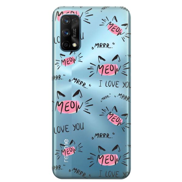 

Прозрачный силиконовый чехол iSwag для Realme 7 Pro с рисунком - Кошачьи мордочки (KS8086)