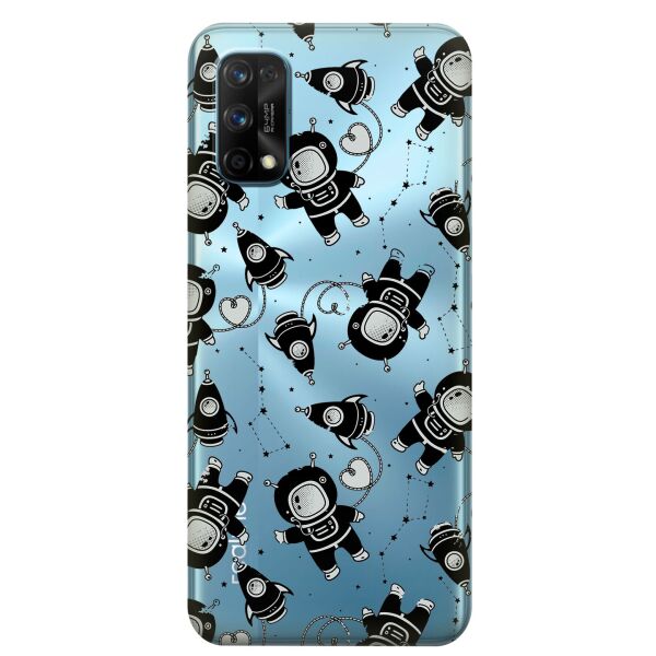

Прозрачный силиконовый чехол iSwag для Realme 7 Pro с рисунком - Космонавты (KS8094)