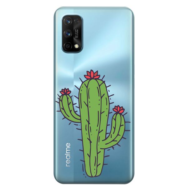 

Прозрачный силиконовый чехол iSwag для Realme 7 Pro с рисунком - Тропический кактус (KS8096)