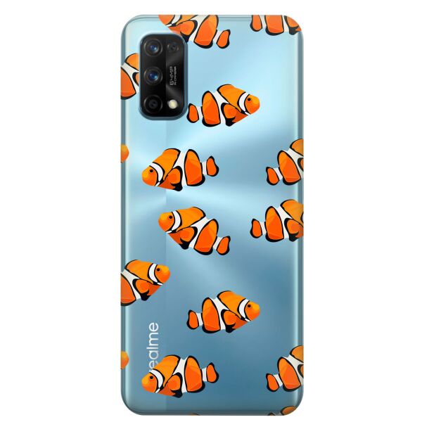 

Прозрачный силиконовый чехол iSwag для Realme 7 Pro с рисунком - Рыбки (KS8116)