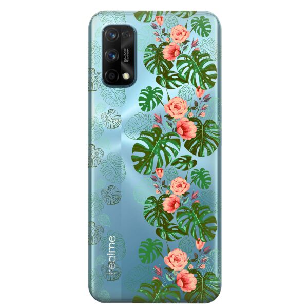 

Прозрачный силиконовый чехол iSwag для Realme 7 Pro с рисунком - Тропические листья (KS8119)