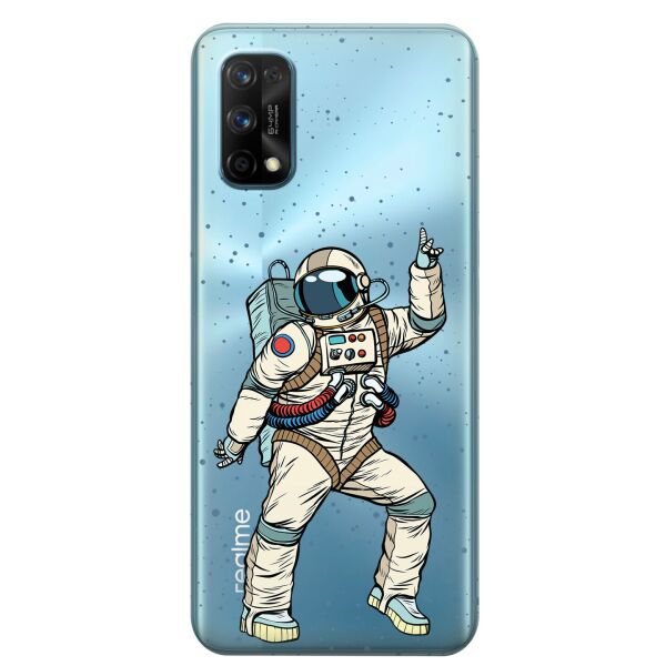 

Прозрачный силиконовый чехол iSwag для Realme 7 Pro с рисунком - Веселый космонавт (KS8127)