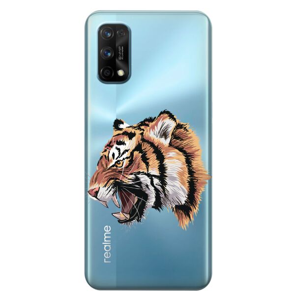 

Прозрачный силиконовый чехол iSwag для Realme 7 Pro с рисунком - Тигр (KS8138)