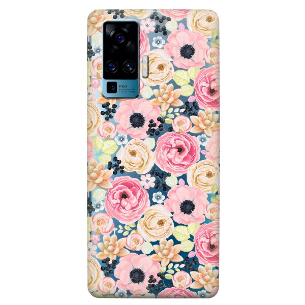 

Прозрачный силиконовый чехол iSwag для Vivo X50 Pro с рисунком - Цветочный букет (KS8606)