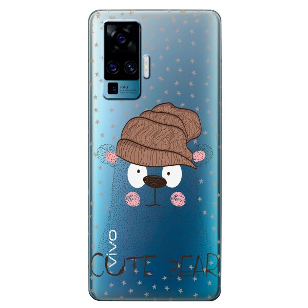 

Прозрачный силиконовый чехол iSwag для Vivo X50 Pro с рисунком - Медведь (KS8609)