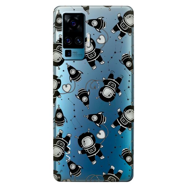 

Прозрачный силиконовый чехол iSwag для Vivo X50 Pro с рисунком - Космонавты (KS8619)