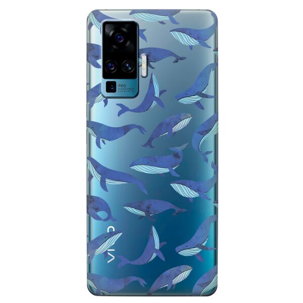 

Прозрачный силиконовый чехол iSwag для Vivo X50 Pro с рисунком - Киты (KS8634)